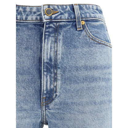 Khaite Light Blue Cotton High-Waisted Jean