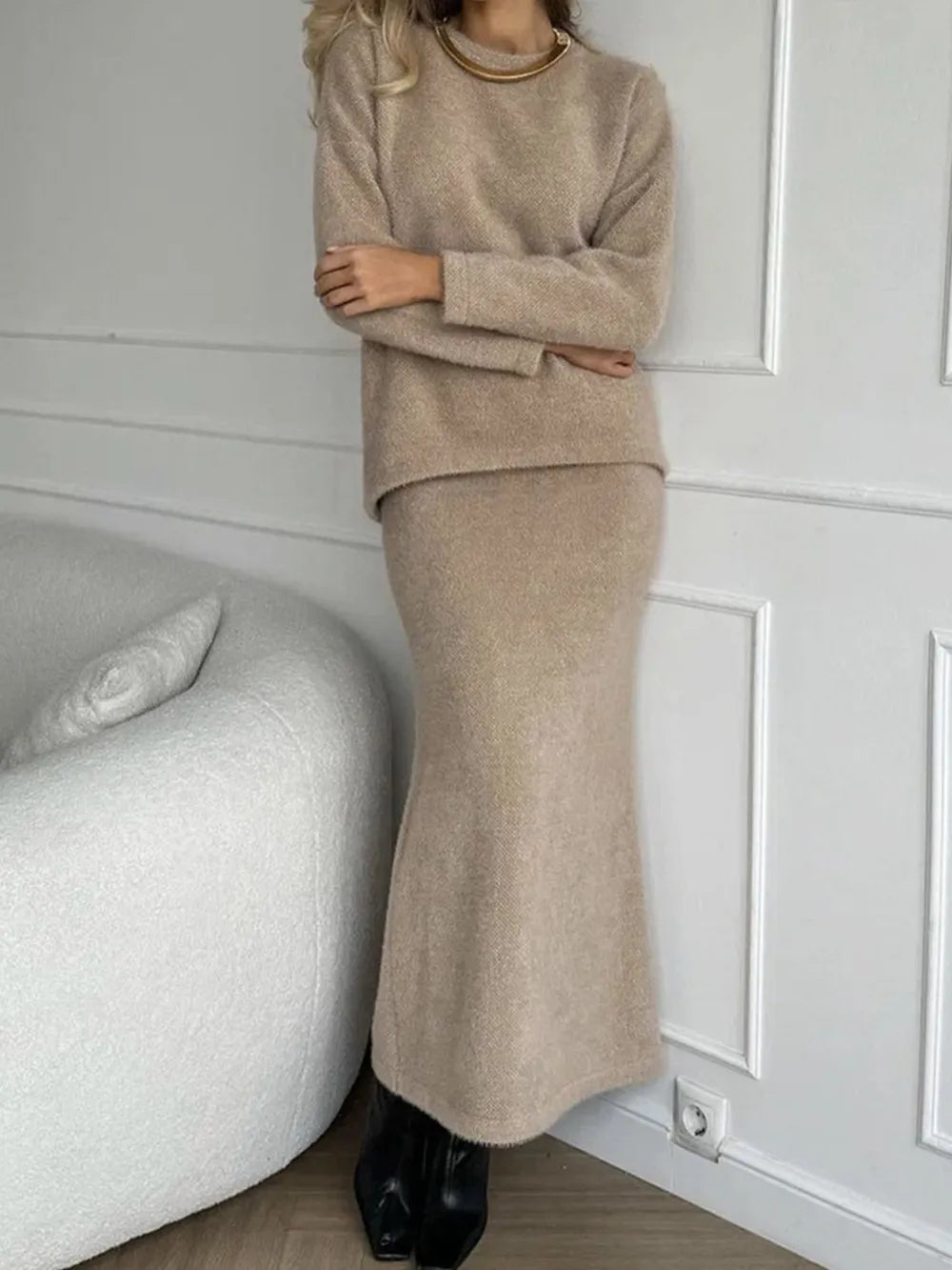 She Wears Glory™ Wrapped in Stillness Sweater Skirt Set - She Wears Glory Beverly Hills