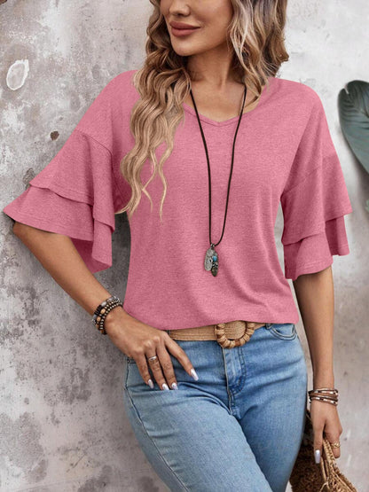 She Wears Glory™ — Chosen in Stillness V-Neck Blouse - She Wears Glory Beverly Hills