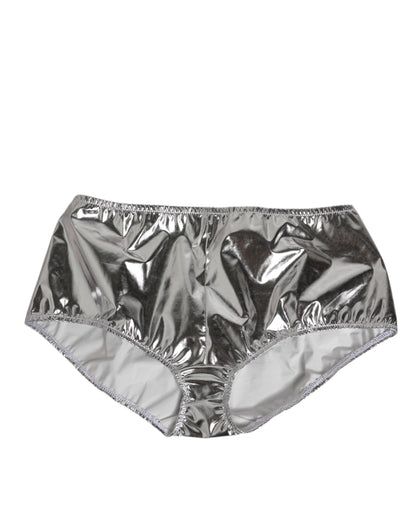 Dolce & Gabbana Silver Metallic High Waist Bikini Bottom Women  Underwear