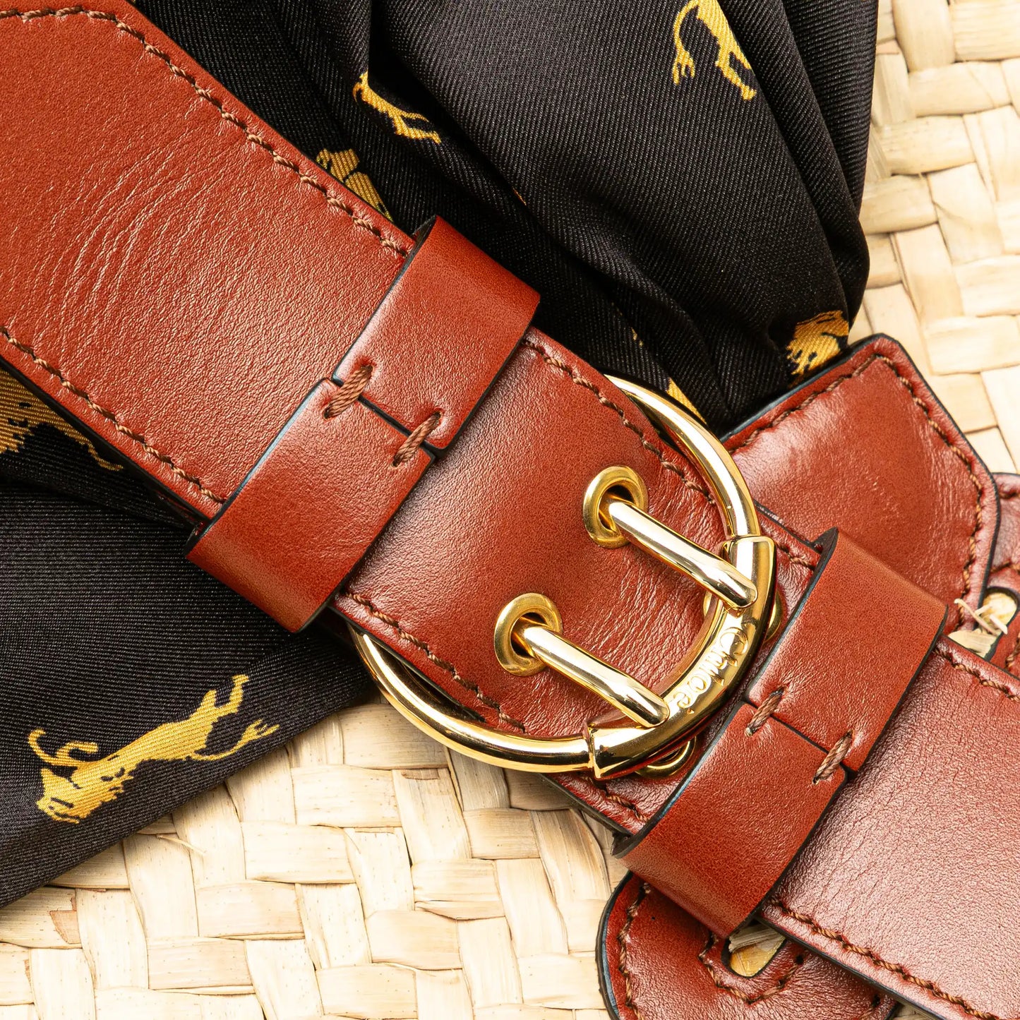 Chloé Medium Raffia Little Horses Panier Basket