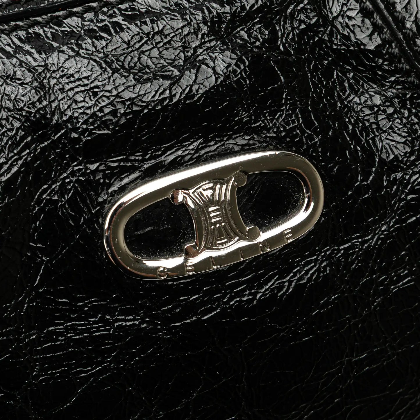 Celine Crinkled Patent Macadam Tote