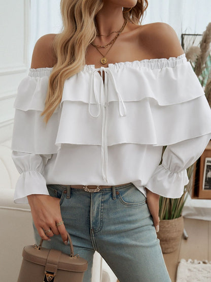 She Wears Glory™ — Redeemed Radiance Off-Shoulder Blouse - She Wears Glory Beverly Hills