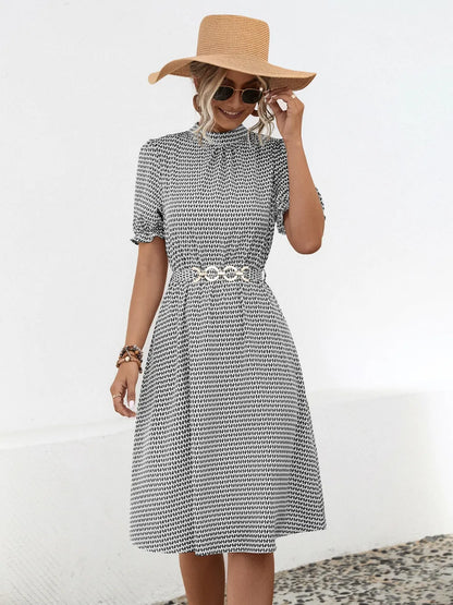 She Wears Glory “Hadassah” Mock Neck Flounce Sleeve Dress - She Wears Glory Beverly Hills