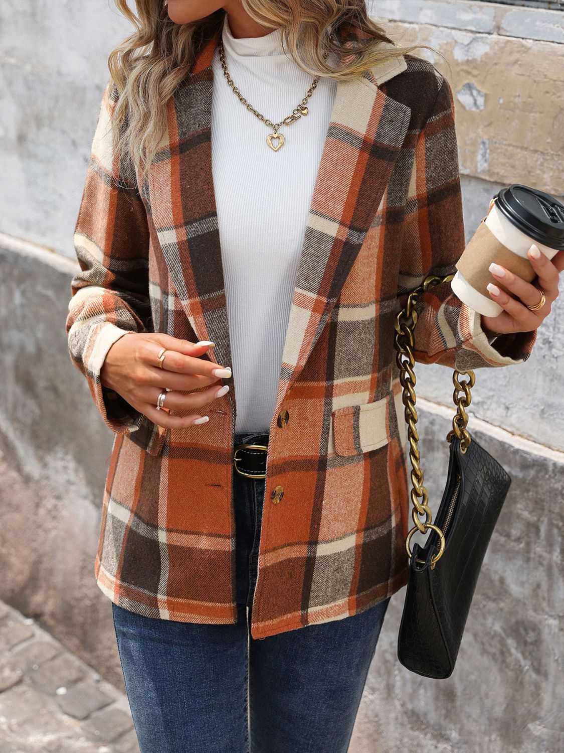 She Wears Glory “Crowned in Order” Plaid Button-Down Blazer - She Wears Glory Beverly Hills