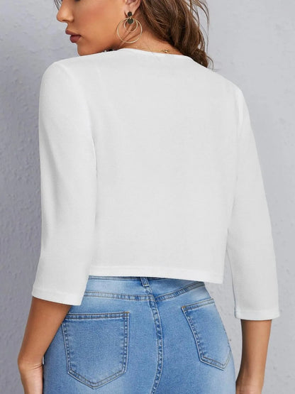 She Wears Glory “Grace in Every Season” Open Front 3/4 Sleeve Blazer - She Wears Glory Beverly Hills