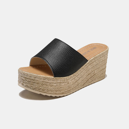 She Wears Glory™ — Ruth’s Revelation PU Leather Open Toe Sandals - She Wears Glory Beverly Hills