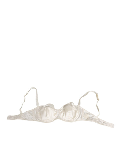 Dolce & Gabbana White Silk Satin Balconnet Lingerie Bra Underwear