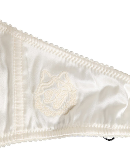 Dolce & Gabbana White Silk Satin Balconnet Lingerie Bra Underwear