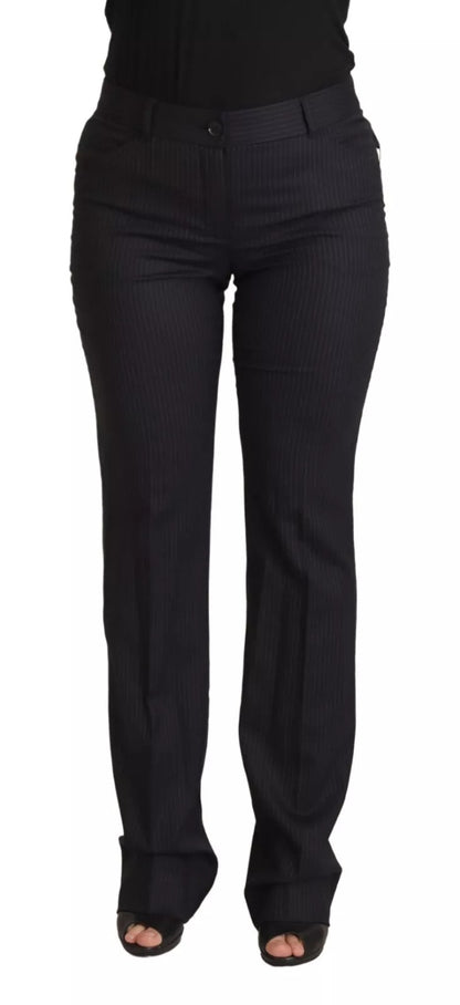 Dolce & Gabbana Black Stripes Mid Waist Trouser Pants