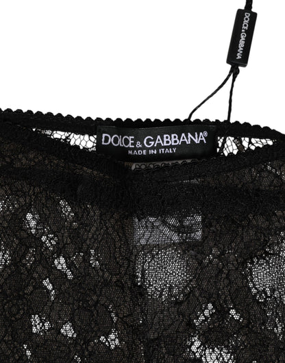 Dolce & Gabbana Black Nylon Stretch High Waist Panty Underwear