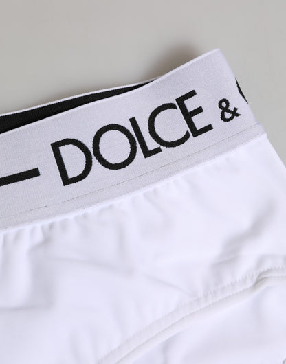Dolce & Gabbana White Nylon Logo Waistband Shorts Underwear