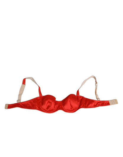 Dolce & Gabbana Red Silk Satin Underwire Bra Semi-Pad Underwear