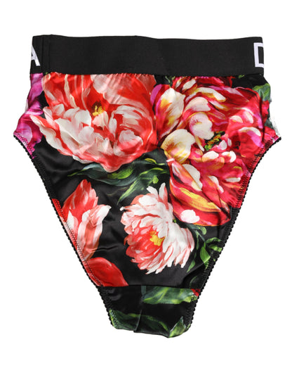 Dolce & Gabbana Black Floral Print High Waist Panty  Underwear