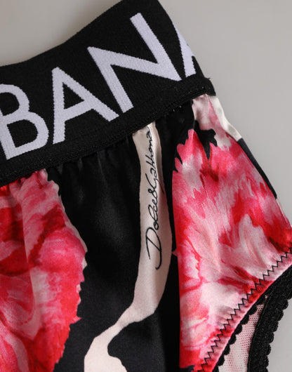 Dolce & Gabbana Black Floral Print High Waist Panty Underwear