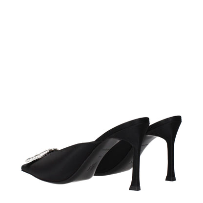 Amina Muaddi Black Satin High Heel Pumps