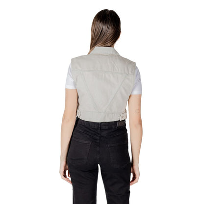 Only Light Blue Cotton Sleveless Jacket