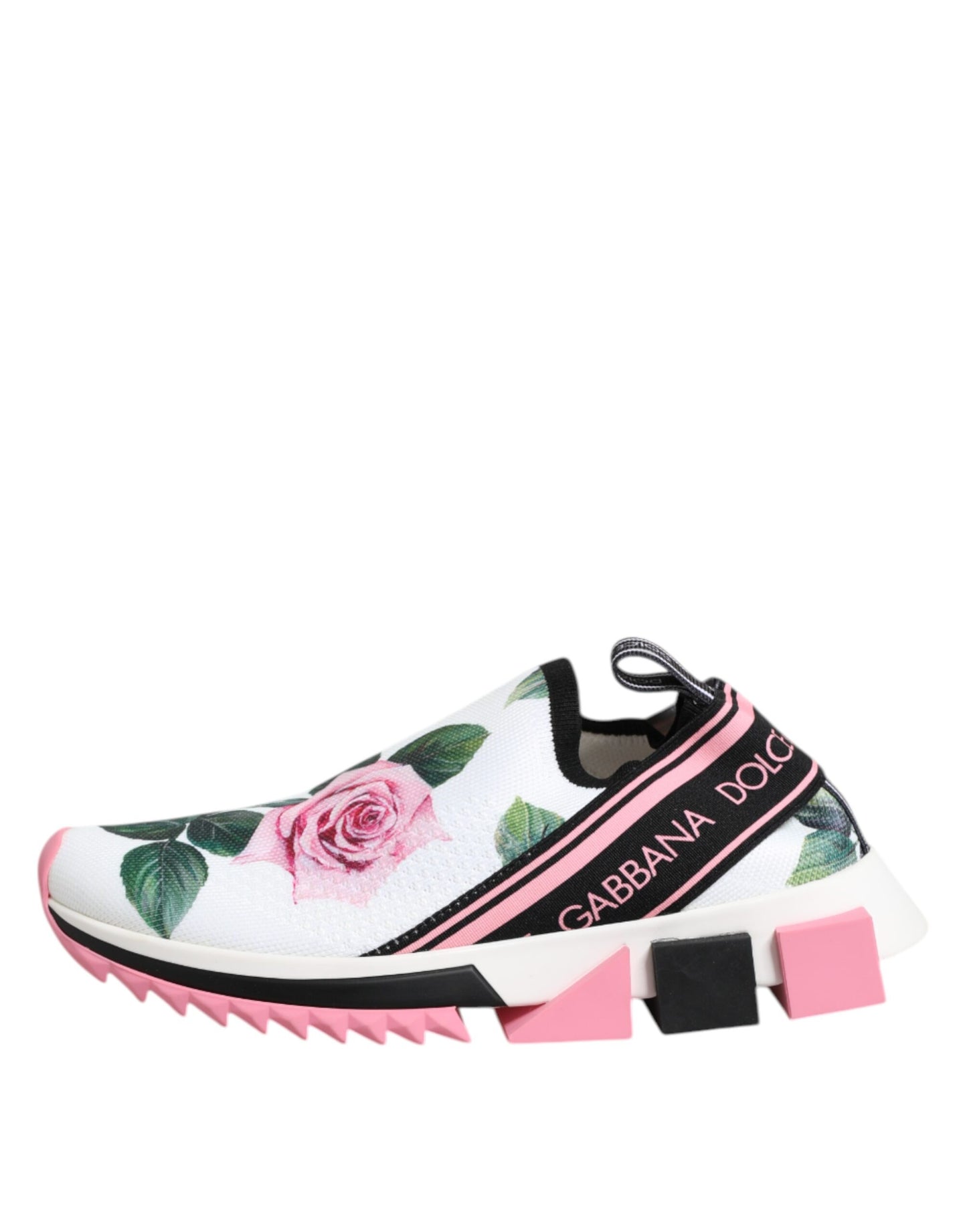Dolce & Gabbana White Rose Print Sorrento Sneakers Shoes
