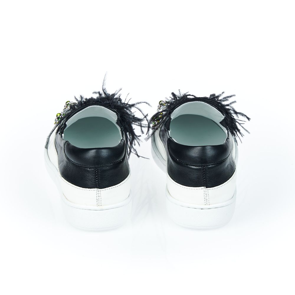 Mr&Mrs Italy Black Leather Women Slip-On Shoe