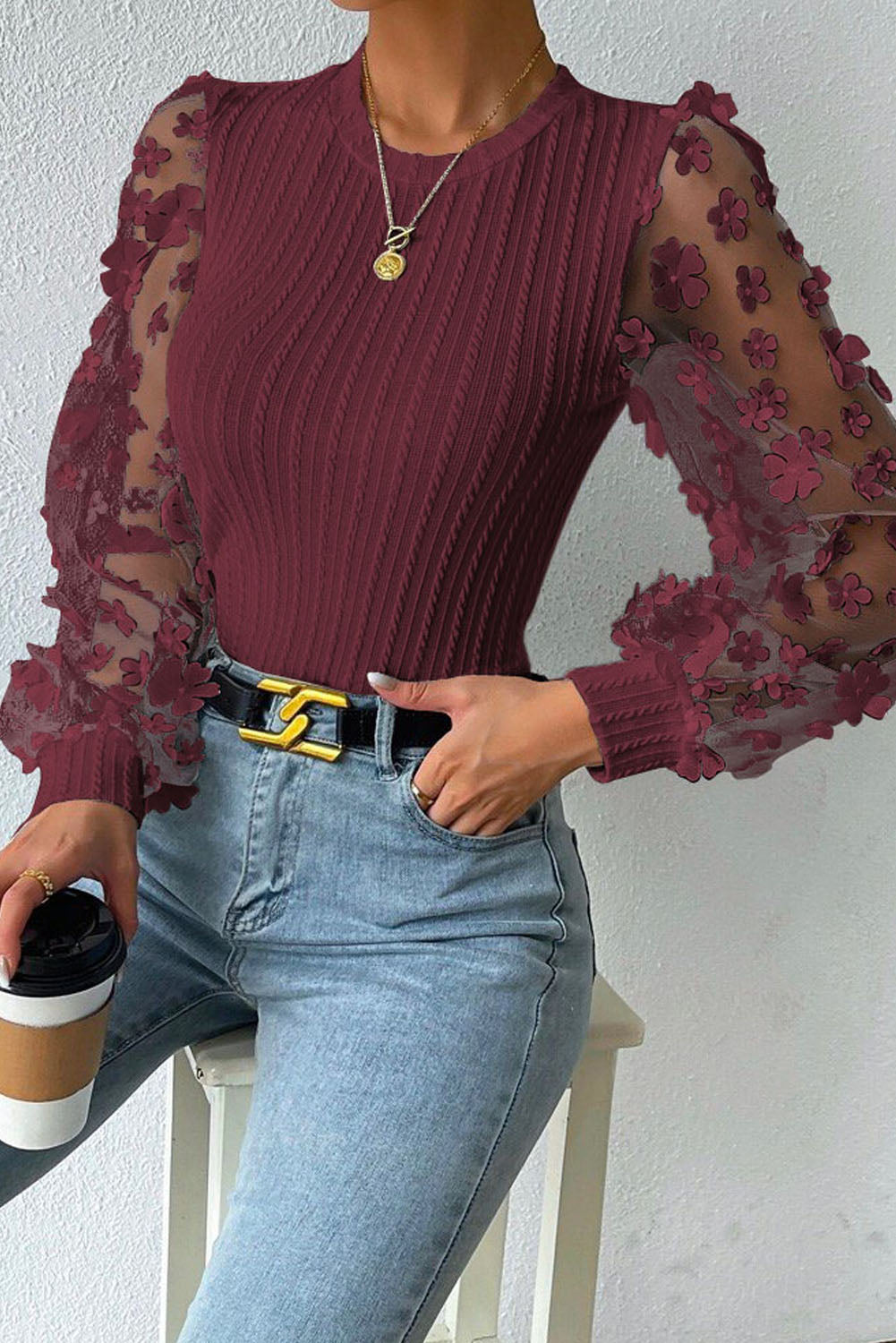 She Wears Glory™ — Woven in Worth Appliqué Blouse - She Wears Glory Beverly Hills