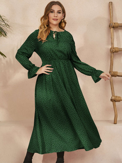 She Wears Glory™ “Heaven’s Embrace” Plus Size Ruffled Polka Dot Midi Dress - She Wears Glory Beverly Hills