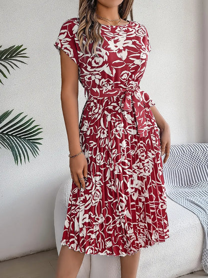 She Wears Glory “Leah’s Promise” Pleated Tie-Waist Dress - She Wears Glory Beverly Hills
