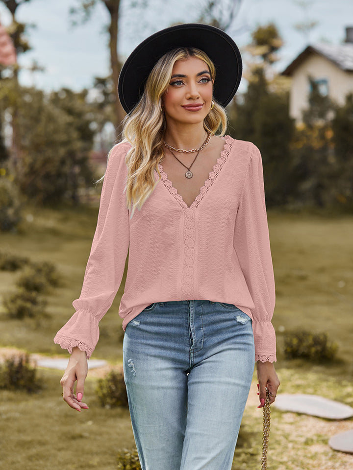 She Wears Glory™ — Adorned in Honor Lace Flounce Blouse - She Wears Glory Beverly Hills