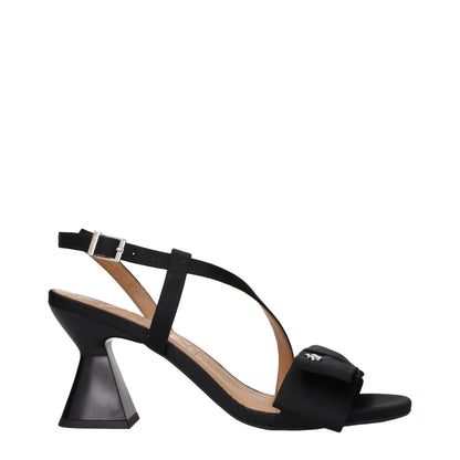 Ganni Black Fabric Stiletto Heels Sandals