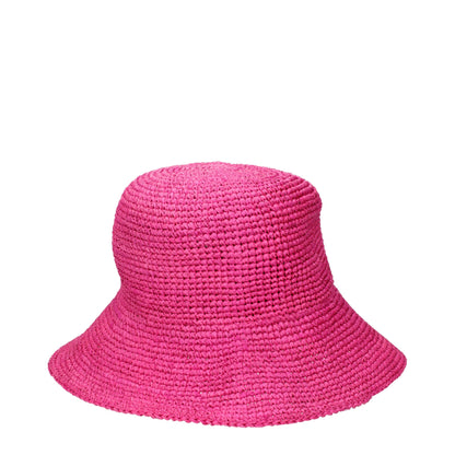Max Mara Pink Raffia Bucket Hats