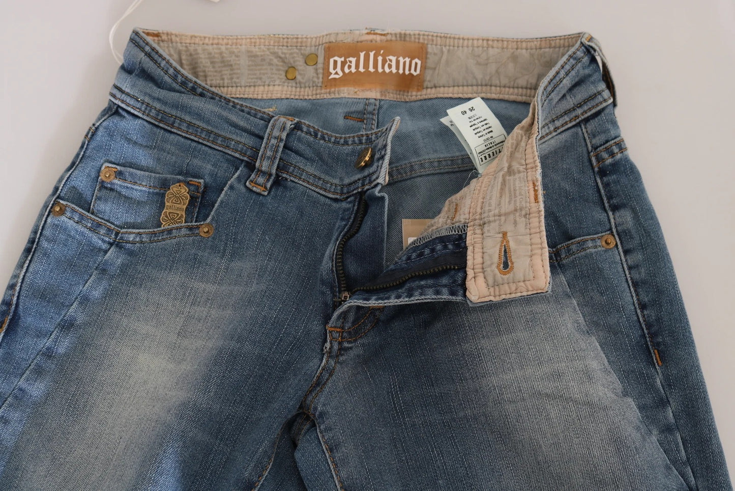 John Galliano Blue Washed Mid Waist Skinny Casual Denim Pants