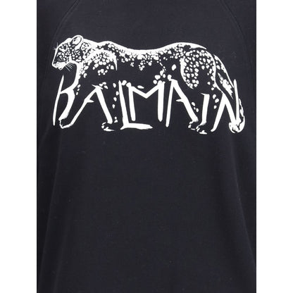 Balmain Leopard Print High-neck Sweatshirt