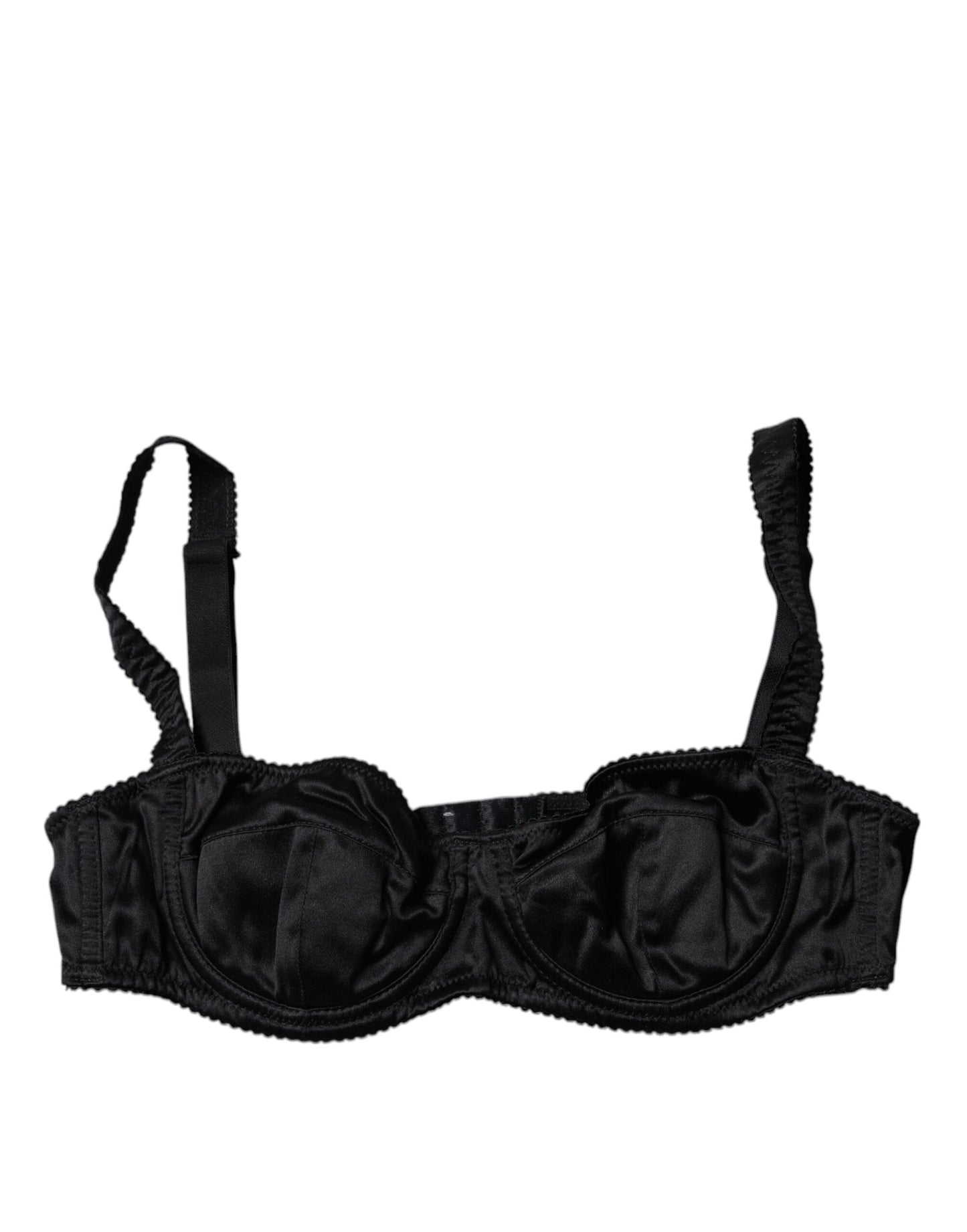 Dolce & Gabbana Black Silk Semi-Pad Balconette Bra Underwear