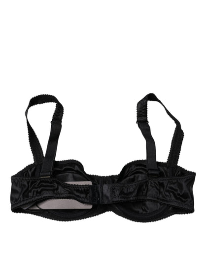 Dolce & Gabbana Black Silk Semi-Pad Balconette Bra Underwear