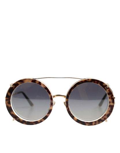 Dolce & Gabbana DG2198 Brown Leopard Print Gradient Round Sunglasses