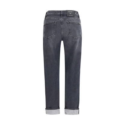 7FOR Black Cotton Relaxed Fit Jeans