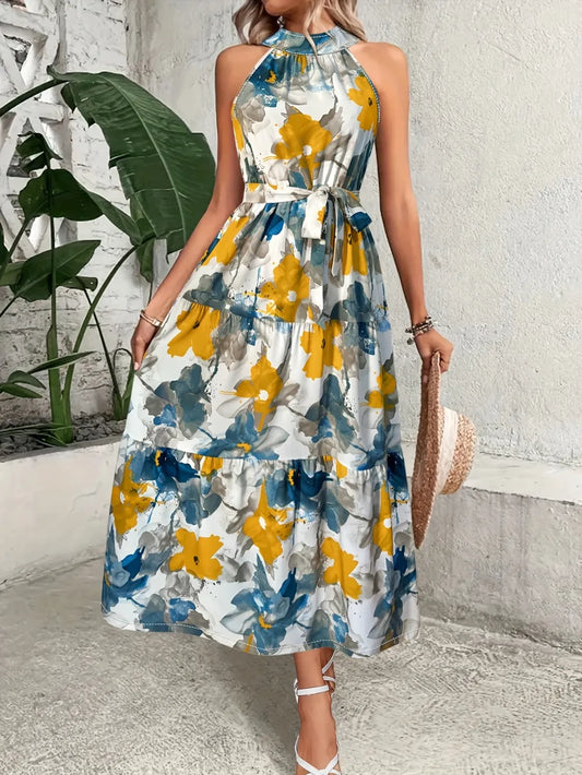 She Wears Glory “Elisheba” Tiered Mock Neck Sleeveless Dress - She Wears Glory Beverly Hills