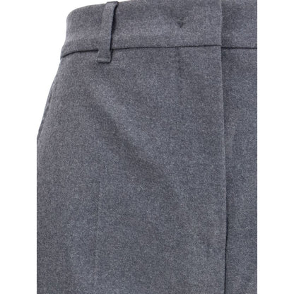 Max Mara Gray Fleece Wool Casual Pants