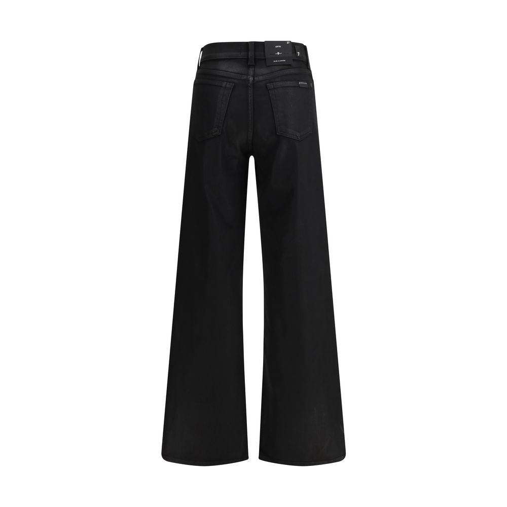 7FOR Black Cotton Flared Jeans