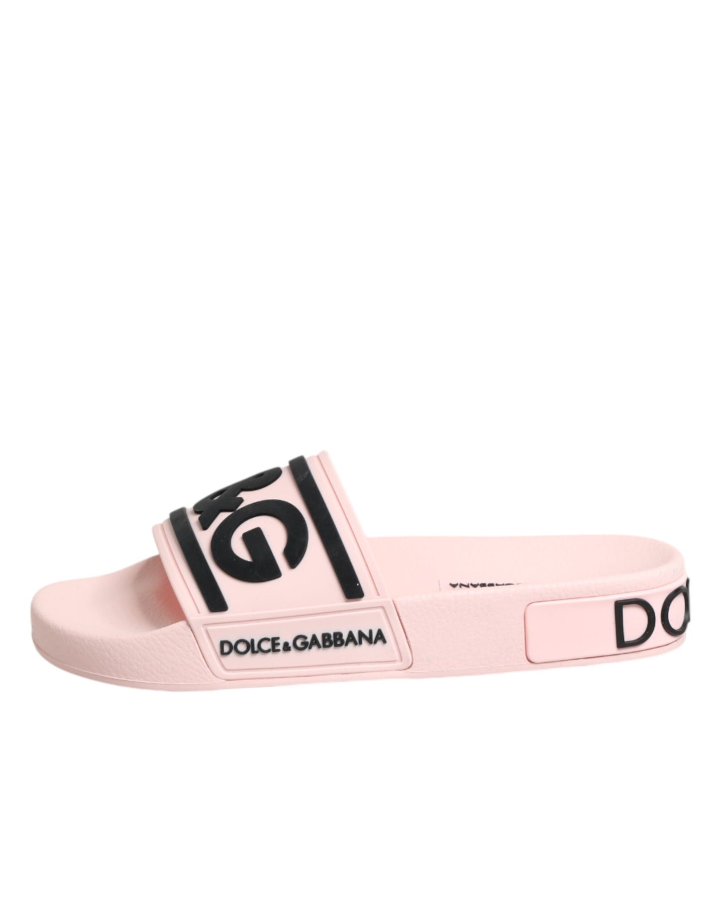 Dolce & Gabbana Pink Rubber Slides Sandals Beachwear Shoes