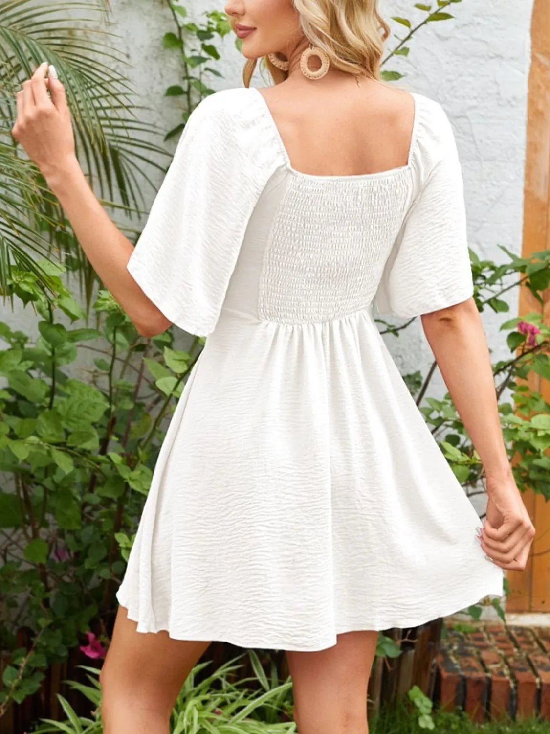 She Wears Glory™ Knotted Flutter Sleeve Dress – Soft to the Touch, Firm in the Faith - She Wears Glory Beverly Hills