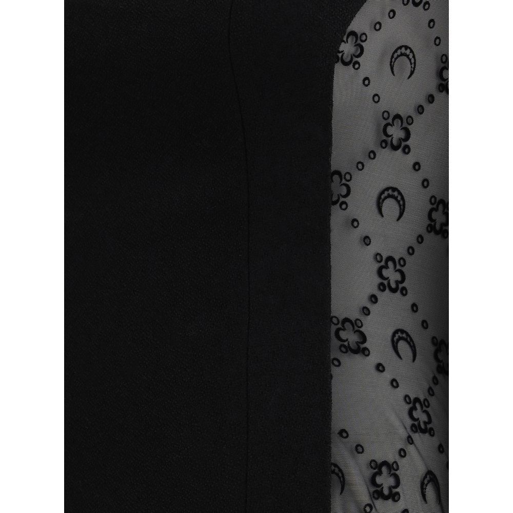 Marine Serre Black Fleece Wool Casual Dress