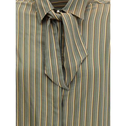 Cruna Green Viscose Pattern Shirt