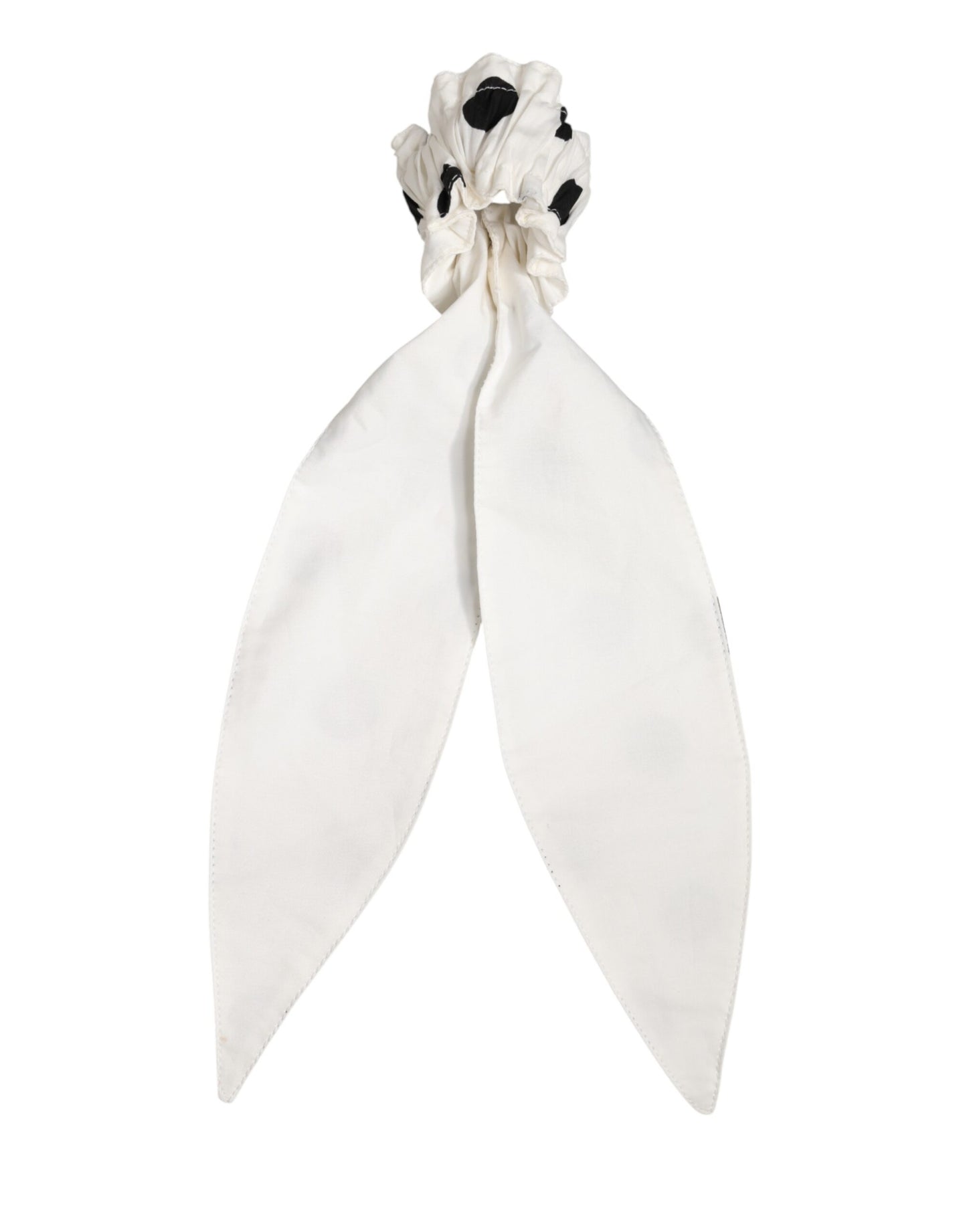 Dolce & Gabbana Scrunchie White Cotton Polka Dot Scarf Tie Accessory Hair