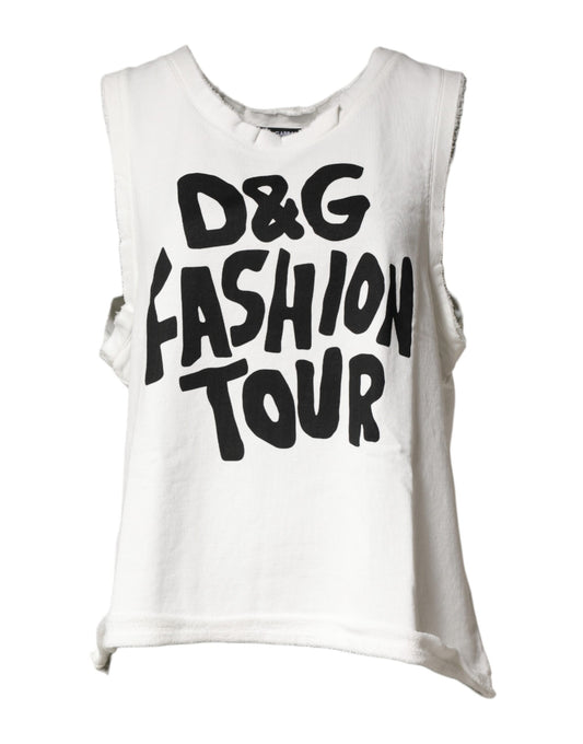 Dolce & Gabbana White Graphic CrewNeck Sleeveless Tank T-shirt