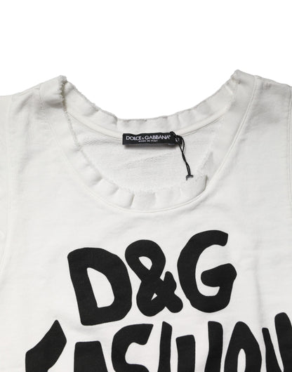 Dolce & Gabbana White Graphic CrewNeck Sleeveless Tank T-shirt