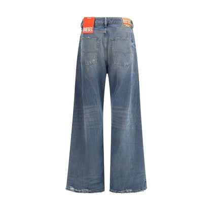 Diesel Blue Cotton Relaxed Fit Jeans