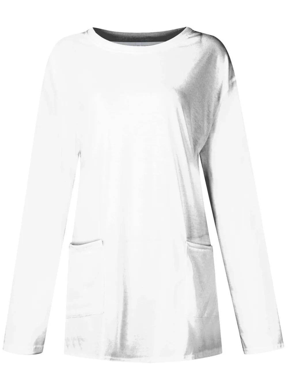 She Wears Glory™ Full Size Pocketed Round Neck Long Sleeve T-Shirt - She Wears Glory Beverly Hills