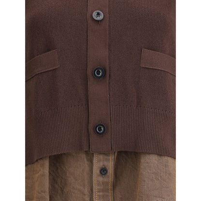 Sacai Brown Cotton Cardigan