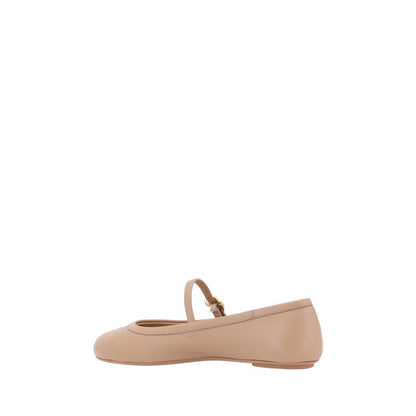 Gianvito Rossi Beige Calf Leather Bos Taurus Ballet Flats