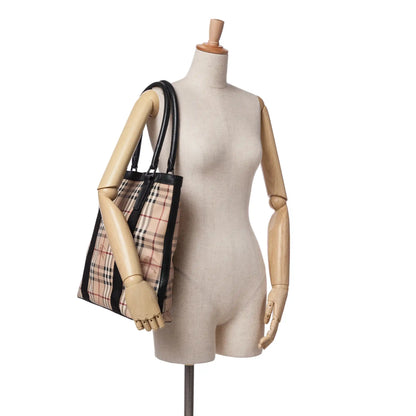 Burberry Haymarket Check Coated Canvas Vertical Tote